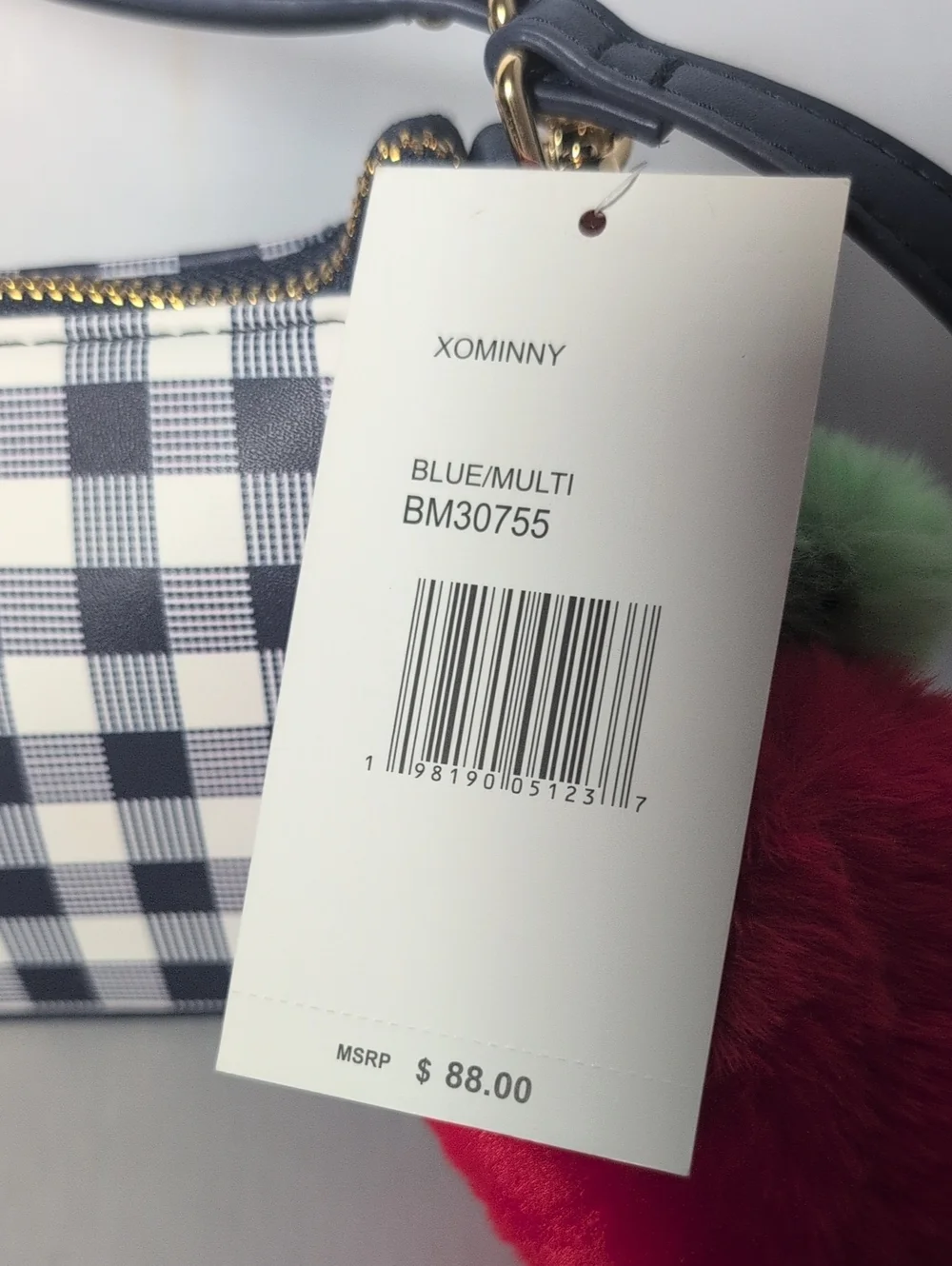Betsey Johnson Blue & White Gingham Strawberry Purse